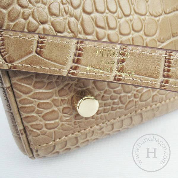 Hermes Mini Kelly 32cm Pouchette 6108 Light Coffee Alligator Leather With Gold Hardware - Click Image to Close