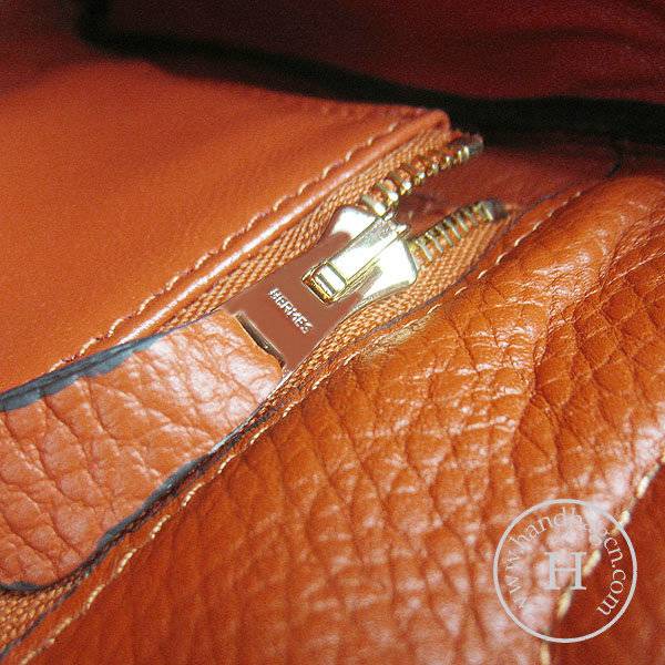 Hermes Mini Kelly 32cm Pouchette 6108 Orange Calfskin Leather With Gold Hardware - Click Image to Close