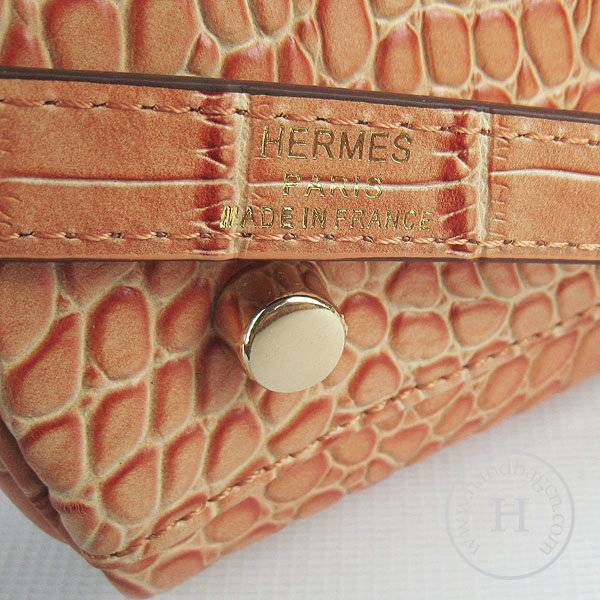 Hermes Mini Kelly 32cm Pouchette 6108 Orange Alligator Leather With Gold Hardware