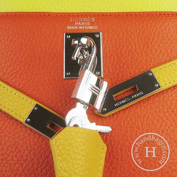 Hermes Mini Kelly 32cm Pouchette 6108 Orange Mix Calfskin Leather With Silver Hardware