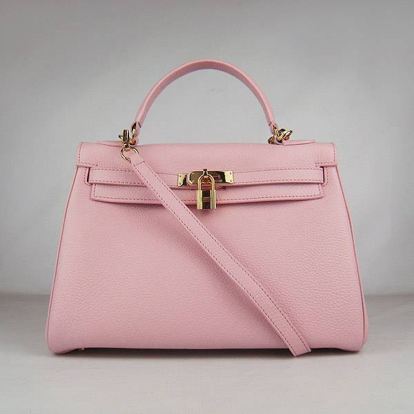 Hermes Mini Kelly 32cm Pouchette 6108 Pink Calfskin Leather With Gold Hardware