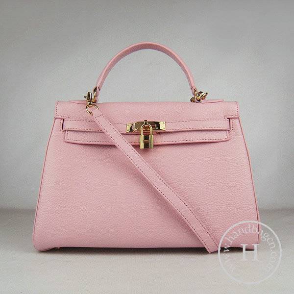 Hermes Mini Kelly 32cm Pouchette 6108 Pink Calfskin Leather With Gold Hardware - Click Image to Close