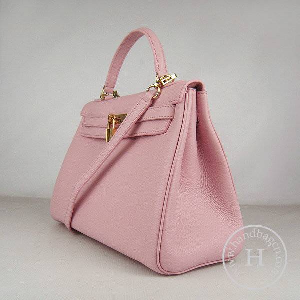 Hermes Mini Kelly 32cm Pouchette 6108 Pink Calfskin Leather With Gold Hardware - Click Image to Close