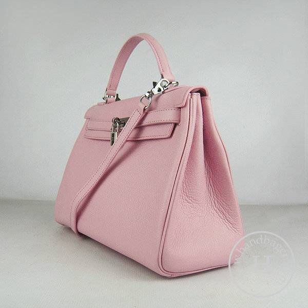 Hermes Mini Kelly 32cm Pouchette 6108 Pink Calfskin Leather With Silver Hardware