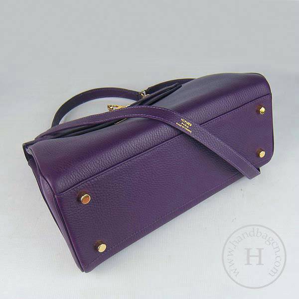 Hermes Mini Kelly 32cm Pouchette 6108 Purple Calfskin Leather With Gold Hardware - Click Image to Close