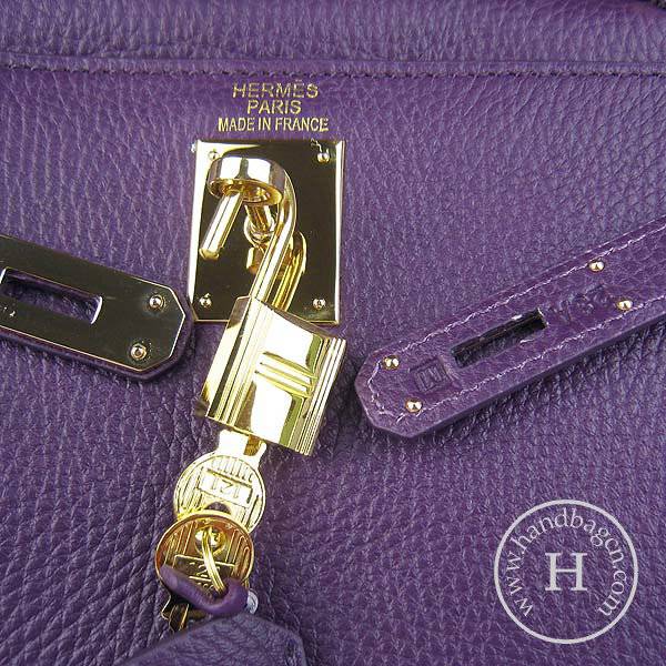 Hermes Mini Kelly 32cm Pouchette 6108 Purple Calfskin Leather With Gold Hardware