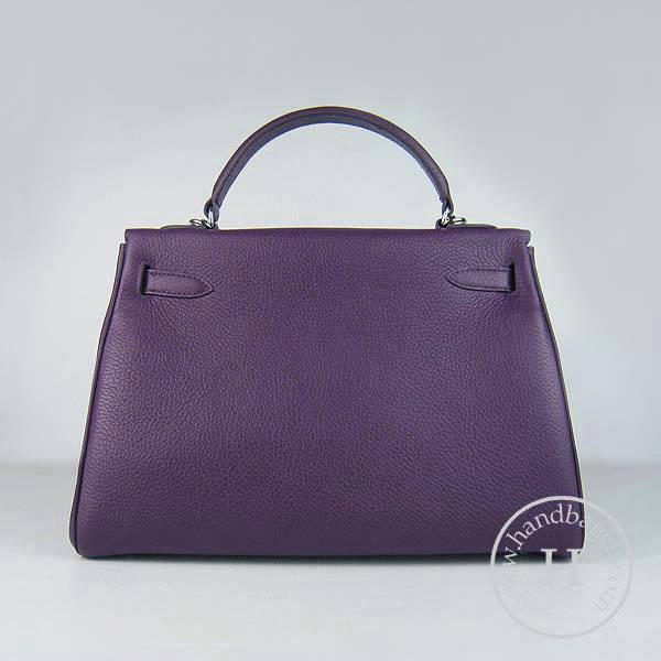Hermes Mini Kelly 32cm Pouchette 6108 Purple Calfskin Leather With Silver Hardware - Click Image to Close
