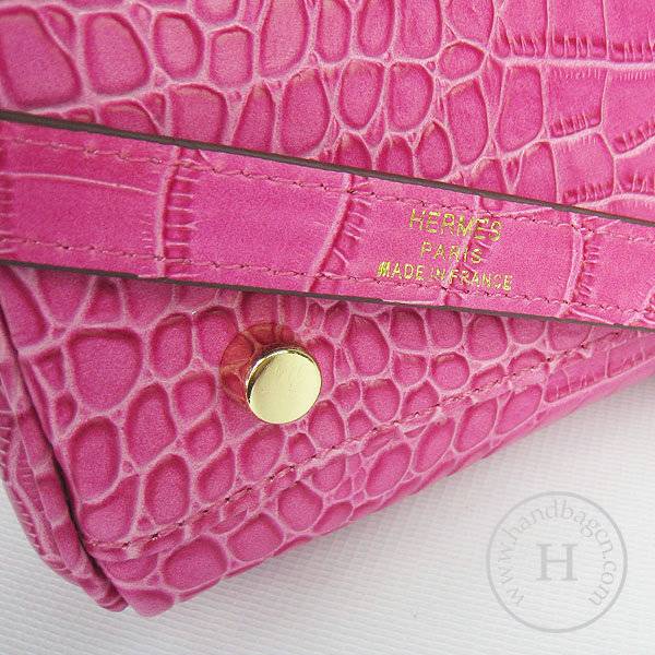 Hermes Mini Kelly 32cm Pouchette 6108 Peach Red Alligator Leather With Gold Hardware