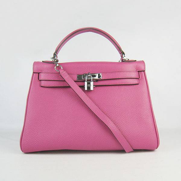 Hermes Mini Kelly 32cm Pouchette 6108 Peach Red Calfskin Leather With Silver Hardware
