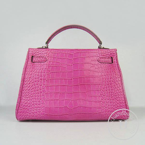 Hermes Mini Kelly 32cm Pouchette 6108 Peach Red Alligator Leather With Silver Hardware