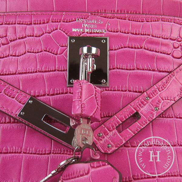Hermes Mini Kelly 32cm Pouchette 6108 Peach Red Alligator Leather With Silver Hardware - Click Image to Close