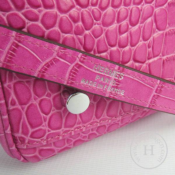 Hermes Mini Kelly 32cm Pouchette 6108 Peach Red Alligator Leather With Silver Hardware - Click Image to Close