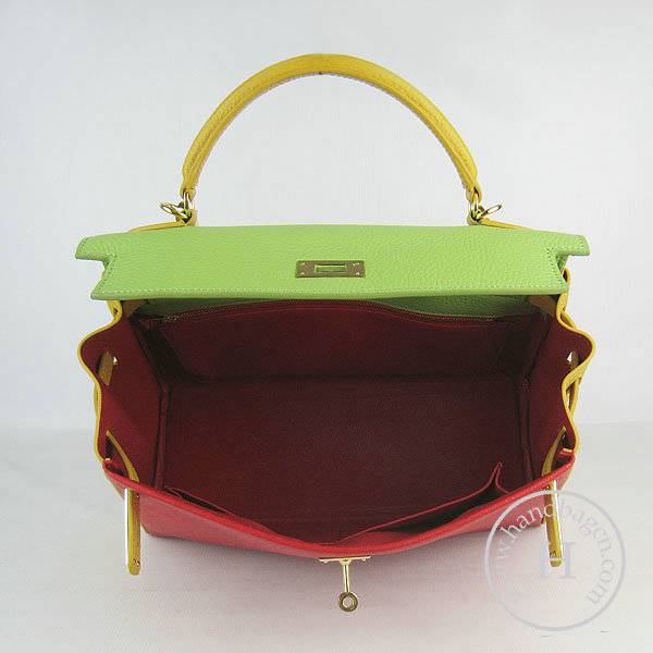 Hermes Mini Kelly 32cm Pouchette 6108 Red Mix Calfskin Leather With Gold Hardware - Click Image to Close