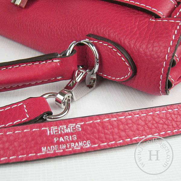 Hermes Mini Kelly 32cm Pouchette 6108 Red Calfskin Leather With Silver Hardware - Click Image to Close