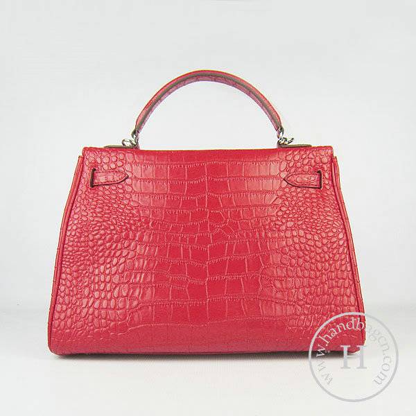 Hermes Mini Kelly 32cm Pouchette 6108 Red Alligator Leather With Silver Hardware