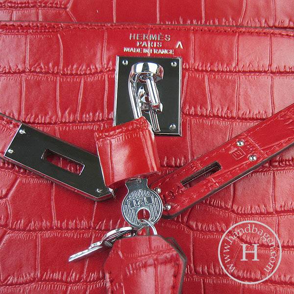 Hermes Mini Kelly 32cm Pouchette 6108 Red Alligator Leather With Silver Hardware - Click Image to Close