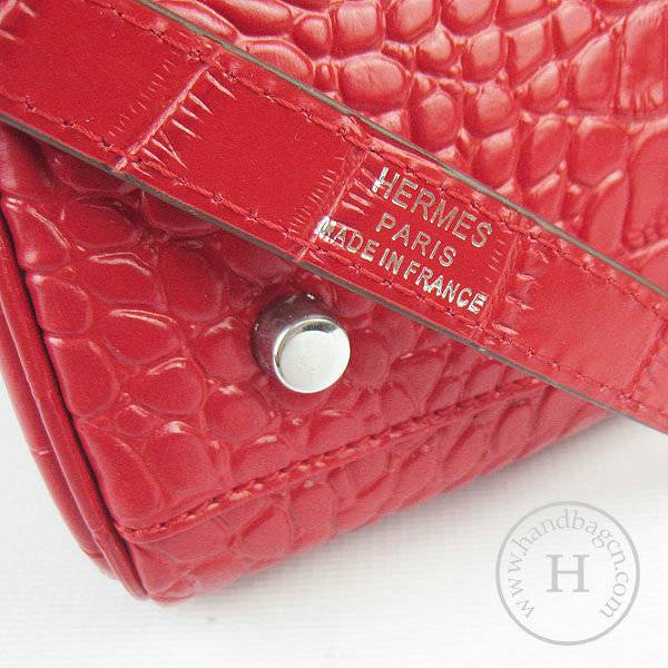 Hermes Mini Kelly 32cm Pouchette 6108 Red Alligator Leather With Silver Hardware