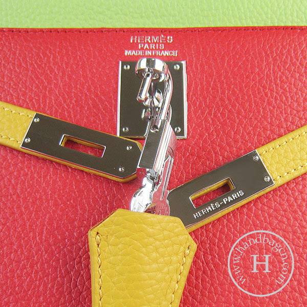 Hermes Mini Kelly 32cm Pouchette 6108 Red Mix Calfskin Leather With Silver Hardware - Click Image to Close