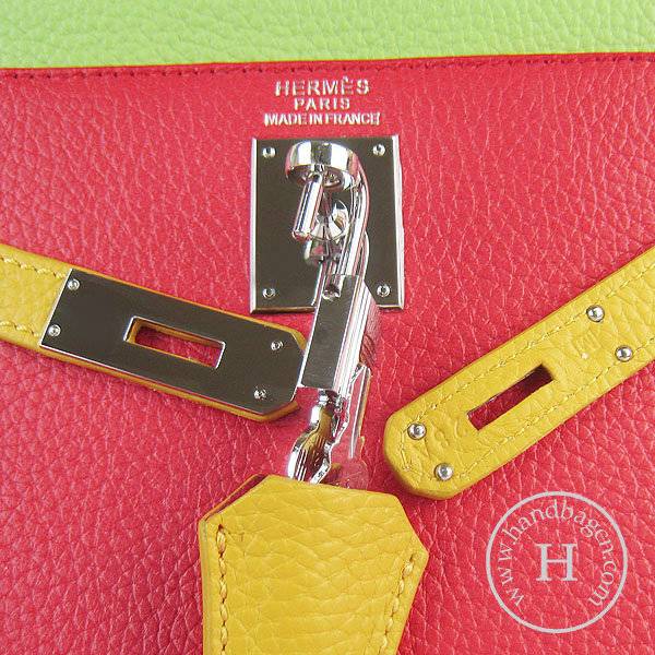 Hermes Mini Kelly 32cm Pouchette 6108 Red Mix Calfskin Leather With Silver Hardware - Click Image to Close