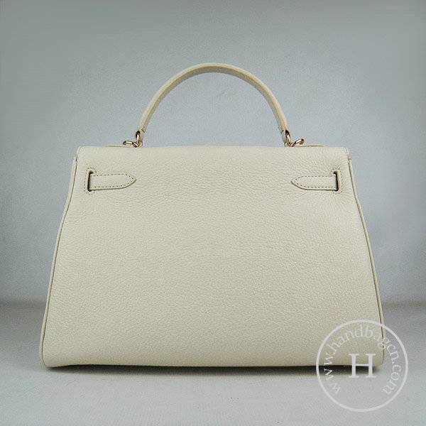 Hermes Mini Kelly 32cm Pouchette 6108 Cream Calfskin Leather With Gold Hardware