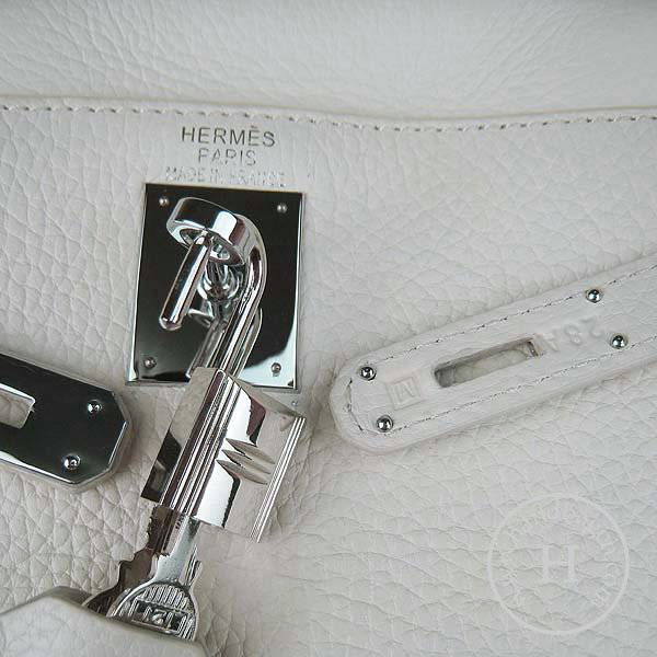 Hermes Mini Kelly 32cm Pouchette 6108 Cream Calfskin Leather With Silver Hardware