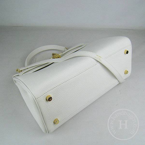 Hermes Mini Kelly 32cm Pouchette 6108 White Calfskin Leather With Gold Hardware