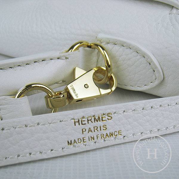 Hermes Mini Kelly 32cm Pouchette 6108 White Calfskin Leather With Gold Hardware