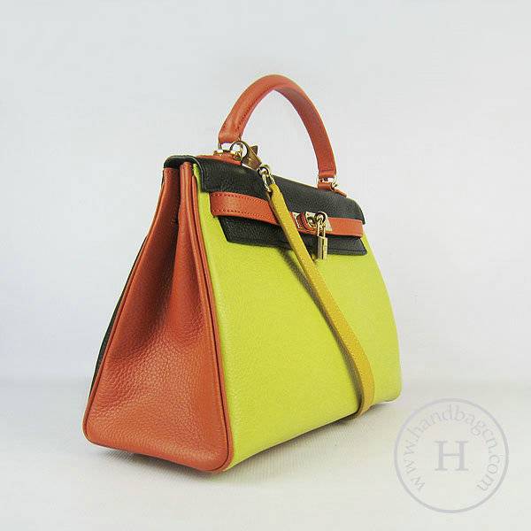 Hermes Mini Kelly 32cm Pouchette 6108 Yellow Mix Calfskin Leather With Gold Hardware