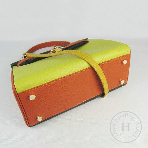 Hermes Mini Kelly 32cm Pouchette 6108 Yellow Mix Calfskin Leather With Gold Hardware - Click Image to Close