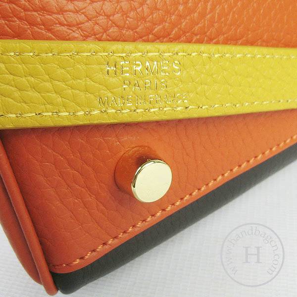 Hermes Mini Kelly 32cm Pouchette 6108 Yellow Mix Calfskin Leather With Gold Hardware