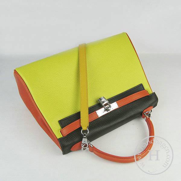Hermes Mini Kelly 32cm Pouchette 6108 Yellow Mix Calfskin Leather With Silver Hardware - Click Image to Close