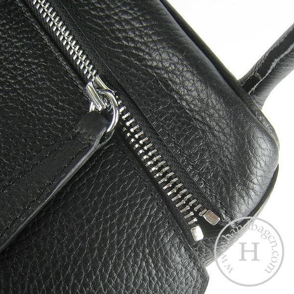 Hermes Lindy 34cm 6208 Black Calfskin Leather With Silver Hardware - Click Image to Close