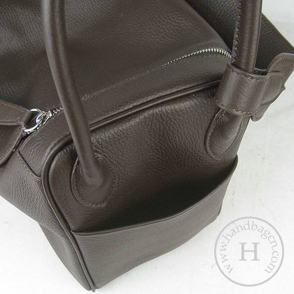 Hermes Lindy 34cm 6208 Dark Coffee Calfskin Leather With Silver Hardware