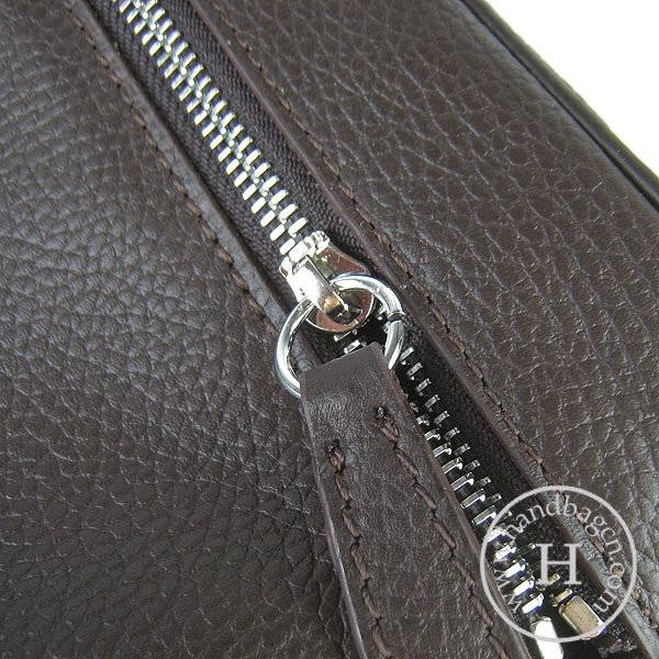 Hermes Lindy 34cm 6208 Dark Coffee Calfskin Leather With Silver Hardware
