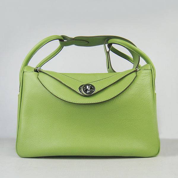 Hermes Lindy 34cm 6208 Green Calfskin Leather With Silver Hardware