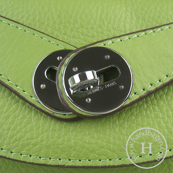Hermes Lindy 34cm 6208 Green Calfskin Leather With Silver Hardware - Click Image to Close