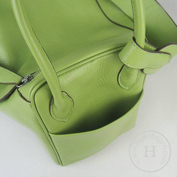 Hermes Lindy 34cm 6208 Green Calfskin Leather With Silver Hardware
