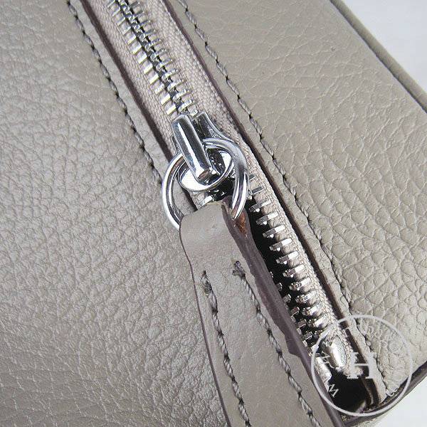 Hermes Lindy 34cm 6208 Gray Calfskin Leather With Silver Hardware - Click Image to Close