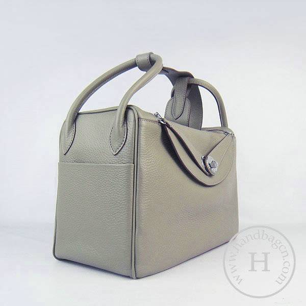Hermes Lindy 34cm 6208 Khaki Calfskin Leather With Silver Hardware