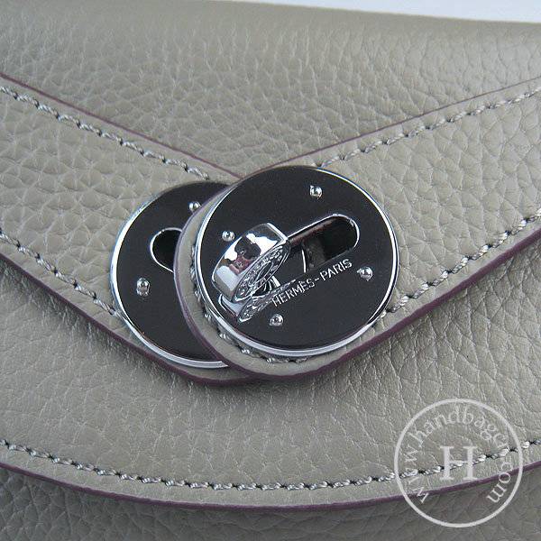Hermes Lindy 34cm 6208 Khaki Calfskin Leather With Silver Hardware - Click Image to Close