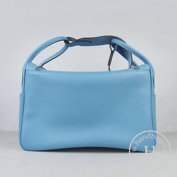Hermes Lindy 34cm 6208 Light Blue Calfskin Leather With Silver Hardware - Click Image to Close
