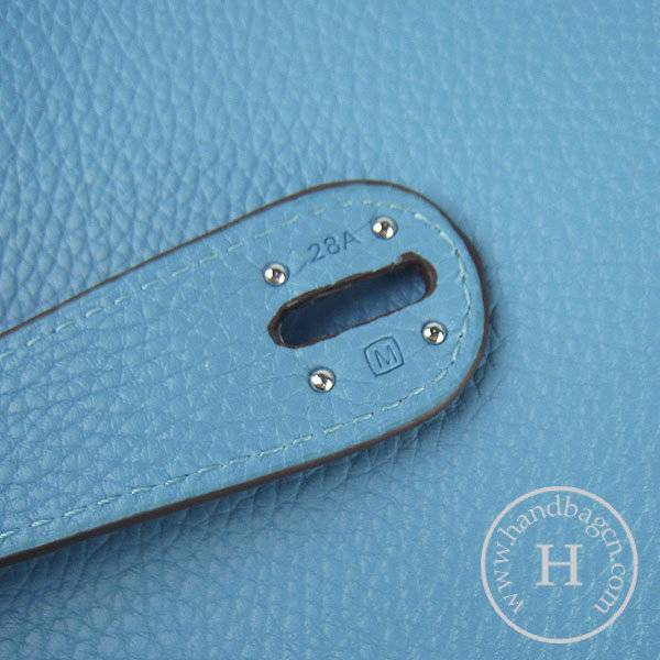 Hermes Lindy 34cm 6208 Light Blue Calfskin Leather With Silver Hardware