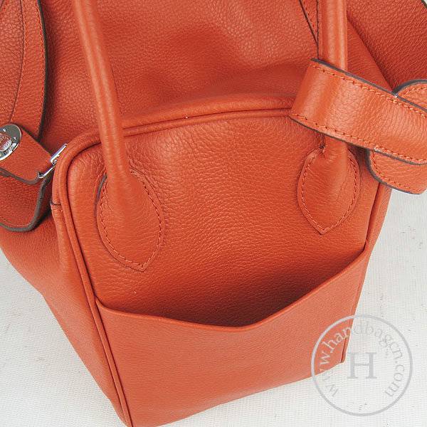 Hermes Lindy 34cm 6208 Orange Calfskin Leather With Silver Hardware - Click Image to Close