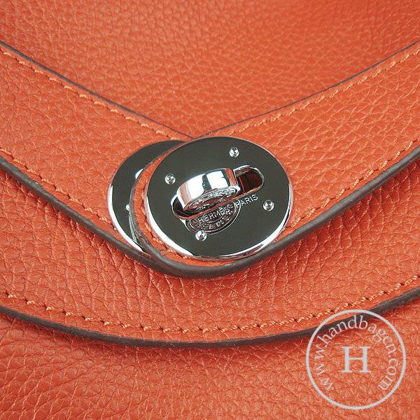 Hermes Lindy 34cm 6208 Orange Calfskin Leather With Silver Hardware
