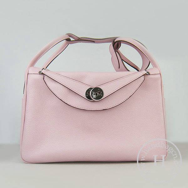 Hermes Lindy 34cm 6208 Pink Calfskin Leather With Silver Hardware - Click Image to Close