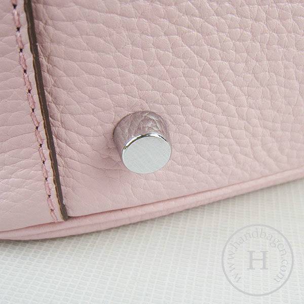 Hermes Lindy 34cm 6208 Pink Calfskin Leather With Silver Hardware