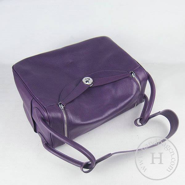 Hermes Lindy 34cm 6208 Purple Calfskin Leather With Silver Hardware - Click Image to Close