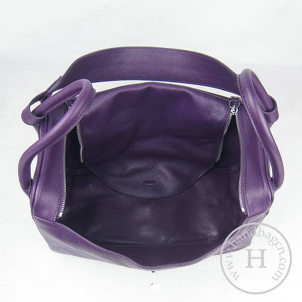 Hermes Lindy 34cm 6208 Purple Calfskin Leather With Silver Hardware