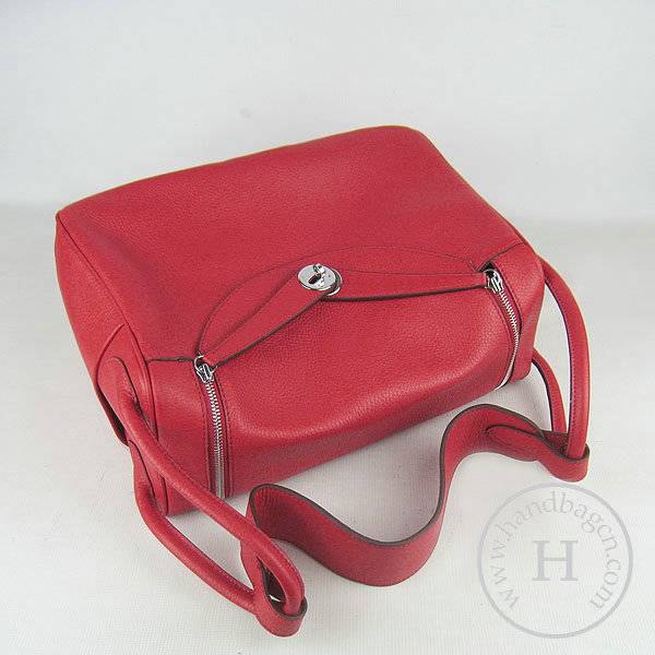 Hermes Lindy 34cm 6208 Red Calfskin Leather With Silver Hardware