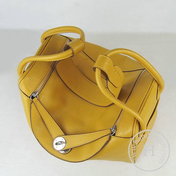 Hermes Lindy 34cm 6208 Yellow Calfskin Leather With Silver Hardware